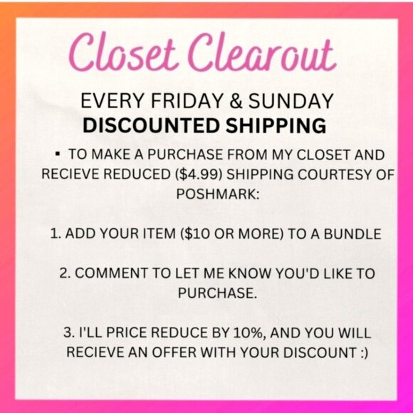 💲SHIPPING DISCOUNTS💲🛍️CLOSET CLEAROUT‼️ Every Friday & Sunday DISCOUNTED 🎉 - Picture 1 of 1